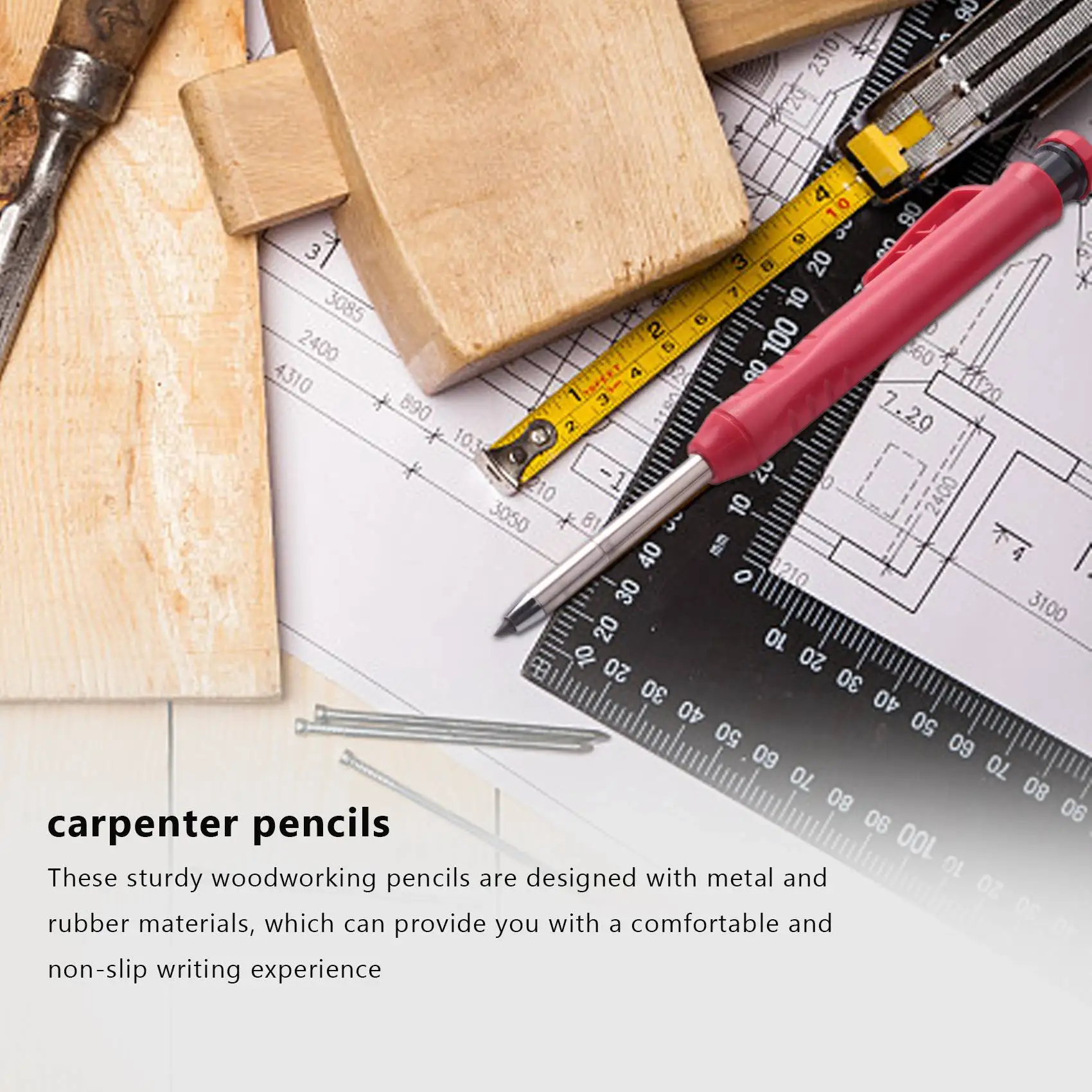 Carpenter Pencil Set For Construction, Built-In Pencil Sharpener, For Carpenter Woodworking Architect-[A002]