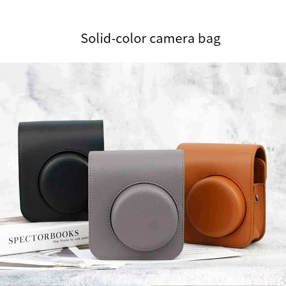 Protective Camera Case for Instax Mini41 in Retro PU Leather with Adjustable Strap and Convenient Photo Pocket