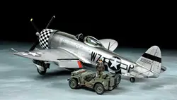 Tamiya 25214 1/48 Scale P-47D Thunderbolt Bubbletop W/1/4-Ton 4X4 Light Vehicle Model Kit