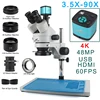 3.5X-90X サイマル焦点ステレオ三眼顕微鏡 4K 2K 48MP 1080P HDMI USB デジタルビデオカメラ PCB 電話はんだ付け修理用 2