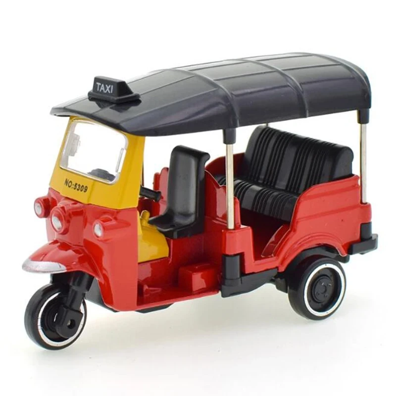 1:43 Scale Indian Tricycle Model Rickshaw/TUK TUK/Rickshaw Taxi Model Showpiece Collectible Figurine Home Decoration and Gifting