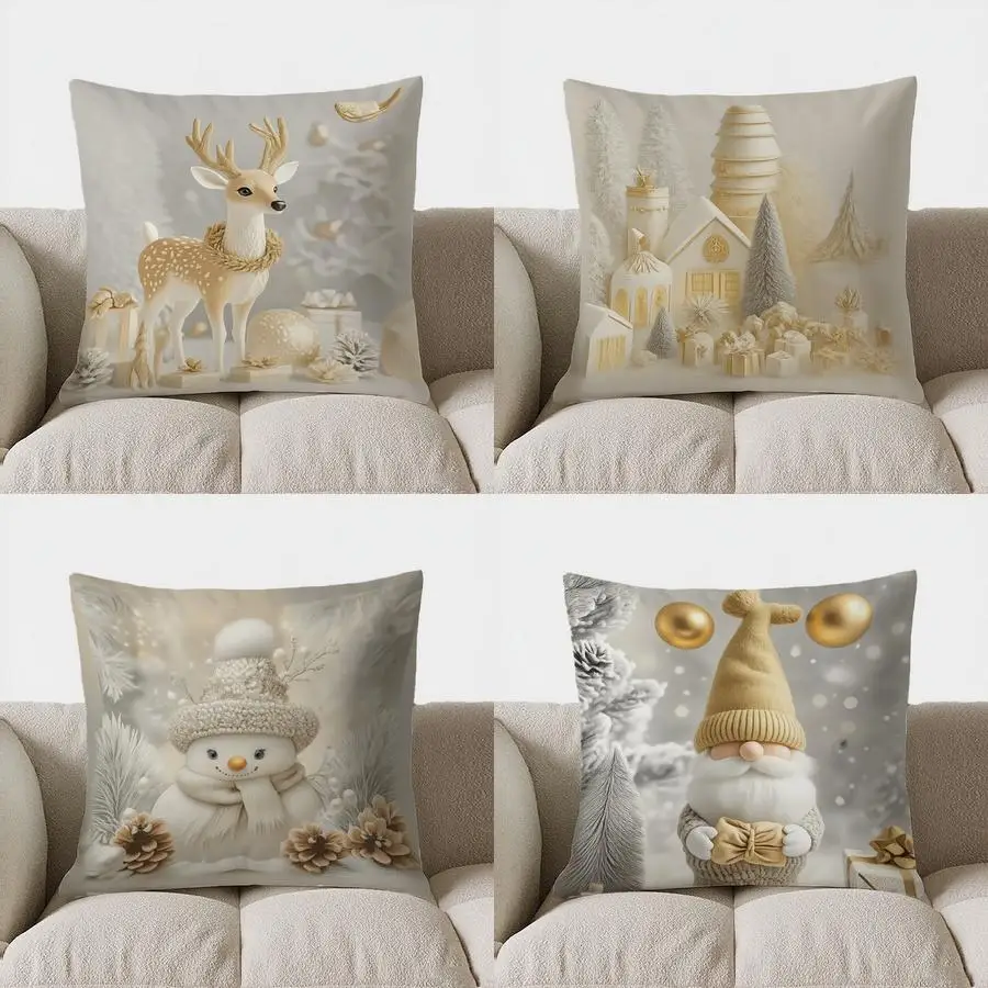 ديكور المنزل الغزلان والهدايا: غطاء وسادة بنمط وسادة مطبوع رقميًا مناسب لغطاء وسادة السيارة لغرفة النوم والأريكة