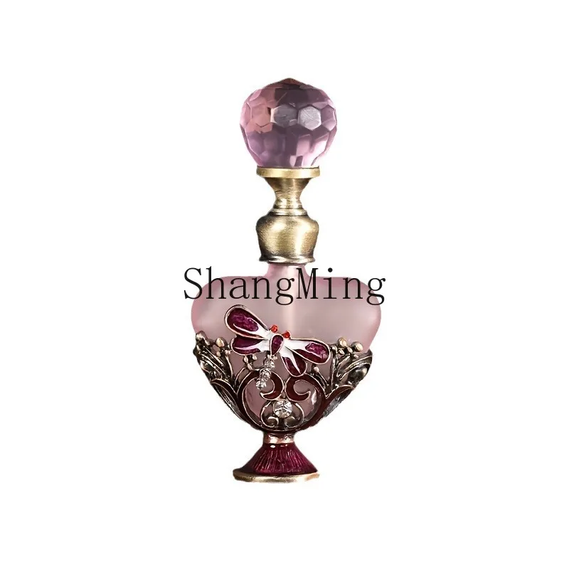 XH al por mayor, botella de perfume de 4ml con forma de corazón, pintada a mano, con libélula y diamantes incrustados, botella vacía, venta directa de fábrica.