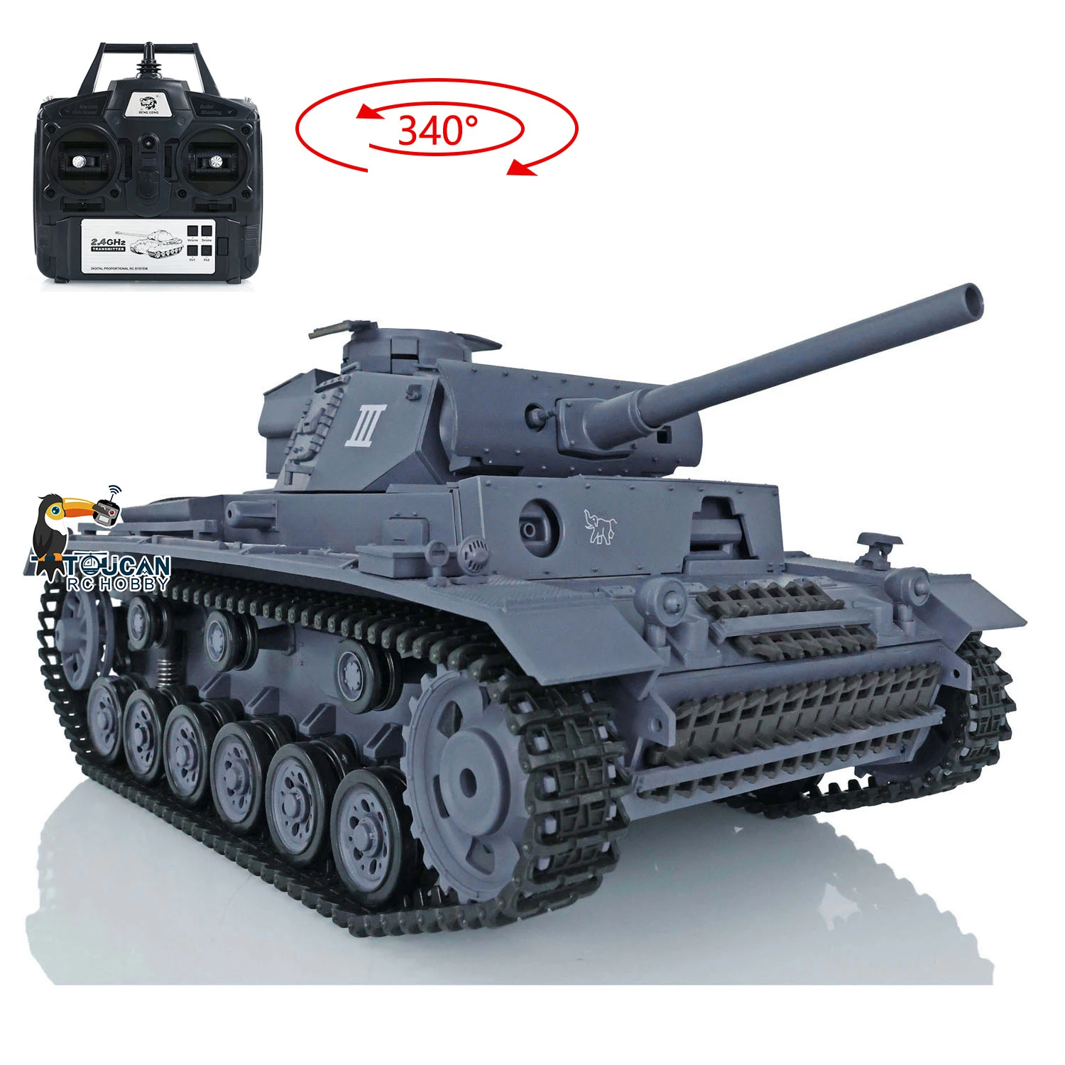 2.4G Heng Long 1/16 Scale 7.0 Plastic Panzer III L RTR RC Tank Model 3848 Vehicle Gifts Toys for Adult TH17339
