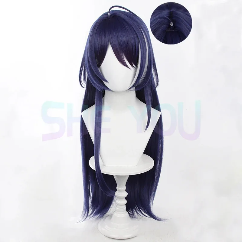 

2025 Cosplay Game HSR Acheron Long Purple Blue White Heat Resistant Synthetic Hair Halloween Party Wigs + Wig Cap
