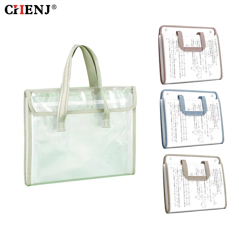 

File Bag Portable Large Capacity Transparent Waterproof Hand-held Folder File Pocket Office Supplies Expandable File Storage Bag