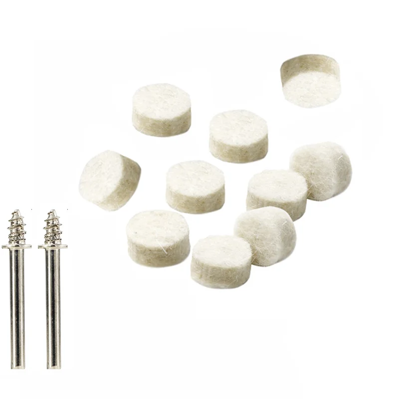 10pcs Wool Felt Polishing Buffing Wheel Grinding Polishing Pads With Mandrels For Ideal For Jewelry & Metal