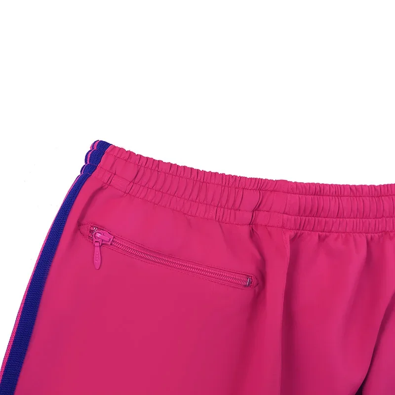 Pantalones bordados de color rojo rosa, pantalones de chándal tejidos con borde lateral Retro para hombre y mujer, pantalones de pierna recta