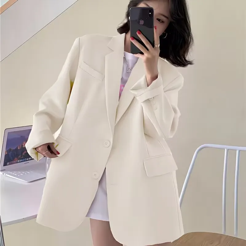 Primavera otoño mujeres Blazers elegante coreano Casual traje sólido chaqueta de mujer nueva moda abrigos femeninos Oficina señora abrigo prendas de vestir exteriores