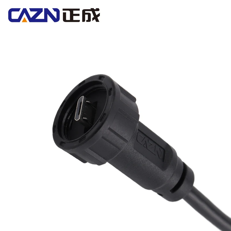 CAZN Micro-USB-Stecker auf USB 2.0-Stecker, umspritztes Kabel mit Gewinde, wasserdicht, IP67, IP68