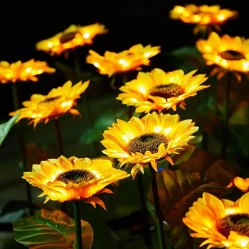 Solar Holiday LED Garden Lawn Ground Insert Lawn Lights Powered Sunflower Light for Outdoor Wedding Summer Courtyard Decoration