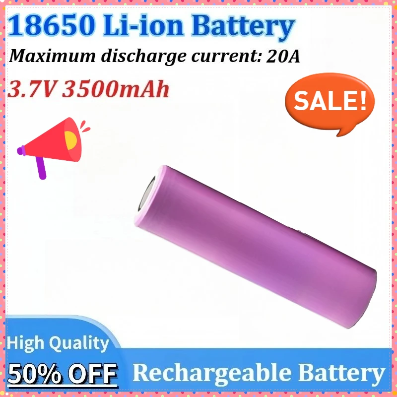 

New 1-100PCS 3.7V 3500mAh 10A Discharge INR18650 35E Rechargeable 18650 Li-Ion Battery for Electric Toys LED Flashlights