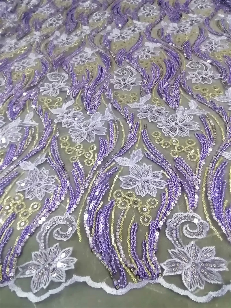 

Latest 2022 African Mesh Lace Fabric Embroidery Sequins 5 Yards High Quality French Tulle Laces Fabric For Wedding Party Sewing