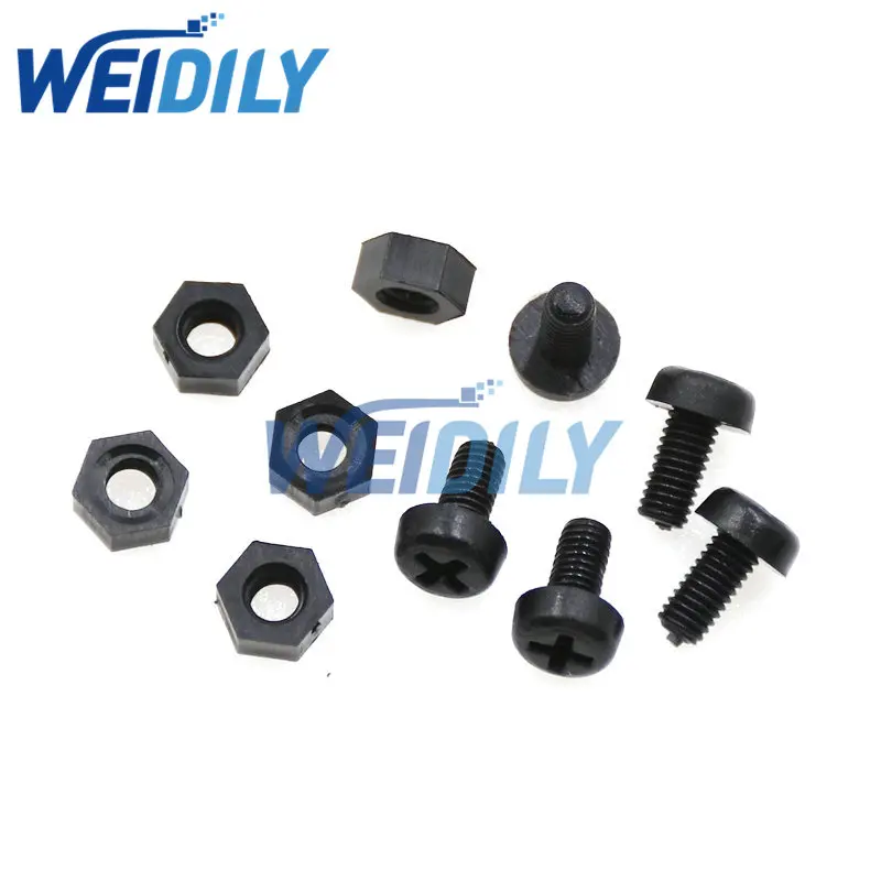 50 Sets=100PCS M3 Black Nylon Stainless Steel Cross Recessed Pan Head Screws With Nut Phillips Screws Set M3*6mm