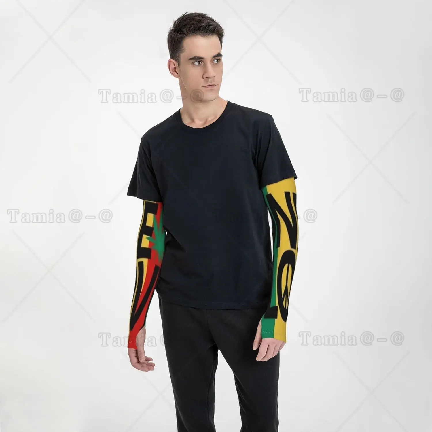 One Love Rastafari Rasta Reggae Mangas de brazo Protección UV Sol Unisex Deporte Mangas de seda de hielo