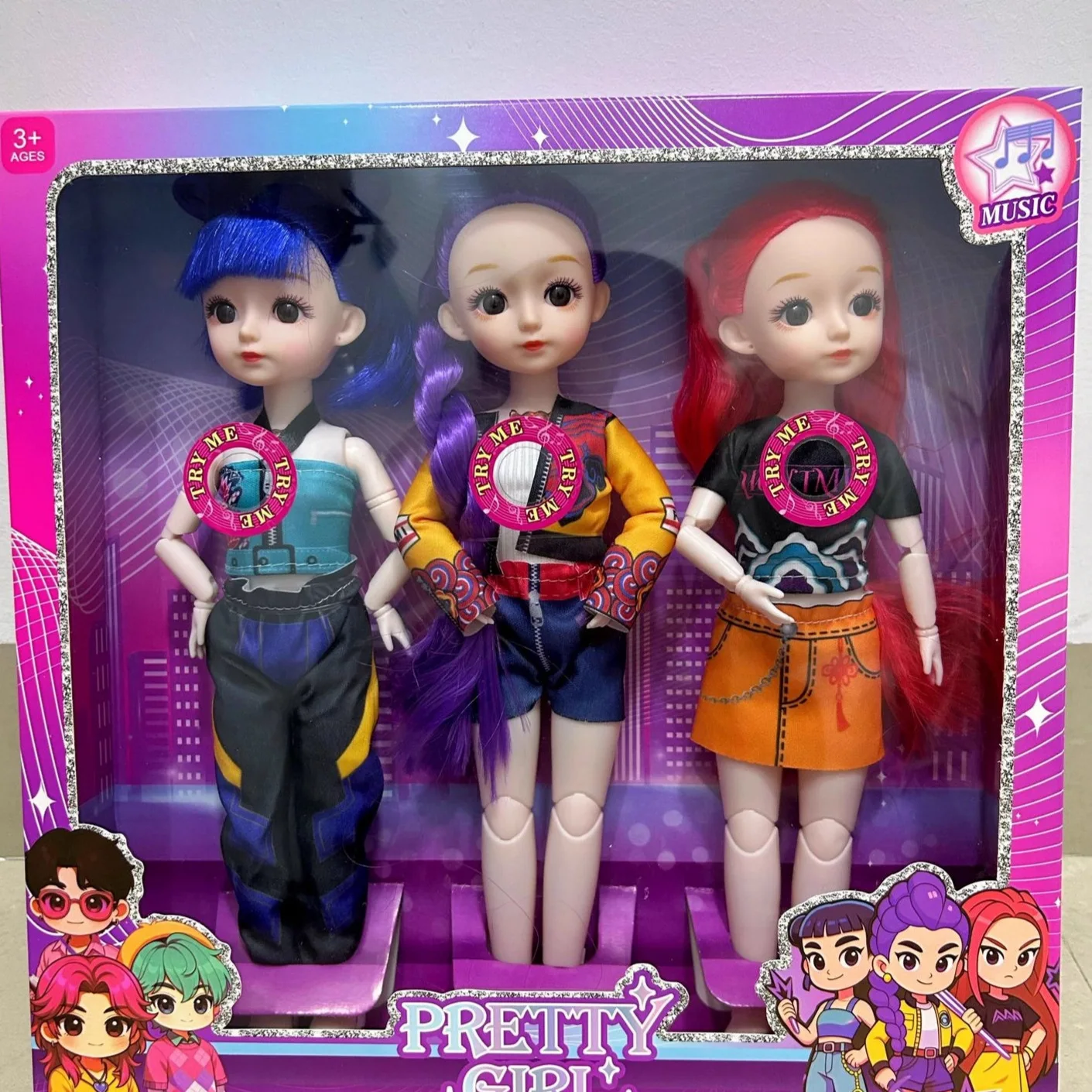 

2025 Hot Doll Toys 3D Eye Music Theme Song Anime kpop Character 12 inch Solid Body 15 Joint Doll Toy for Girls Christmas Gifts