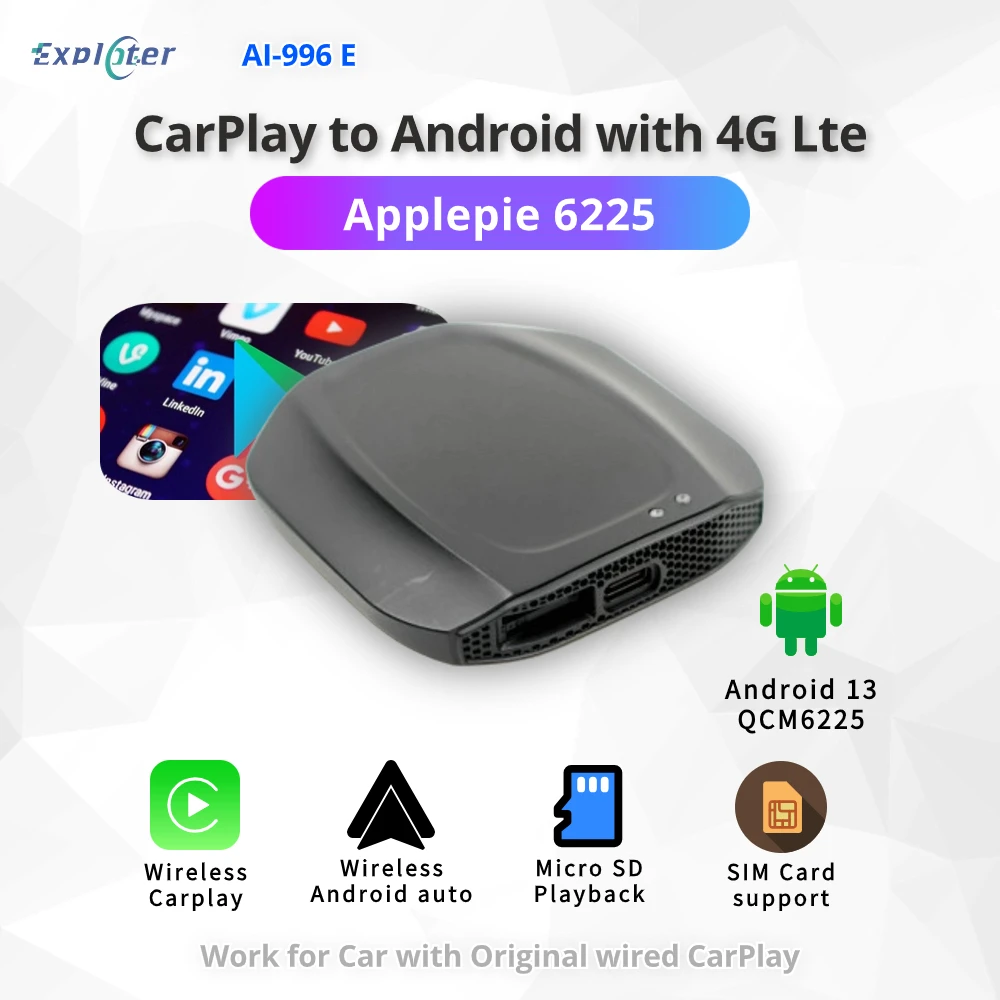 Portable CarPlay Ultra AI-996E Android 13 Multimedia Video Support Netflix Youtube Wireless Car Play Ai Box