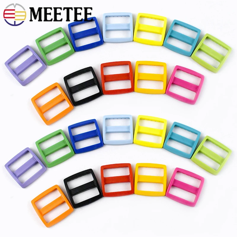 

10-50Pcs 10/15/20/25mm Plastic Bag Strap Buckles Colored Tri-glide Slider Clasp Webbing Adjust Buckle DIY Bags Sewing Accessory