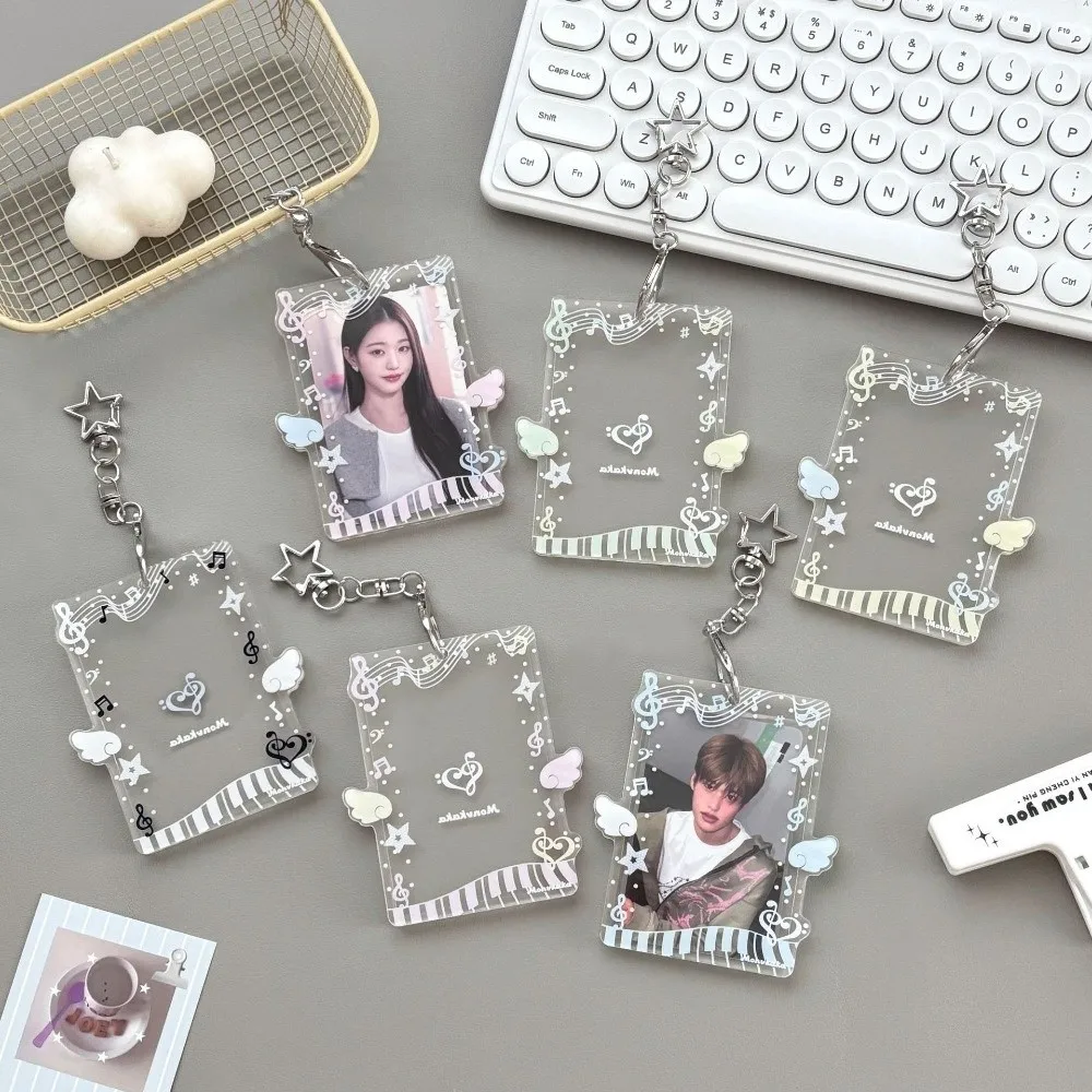 Kawaii Acrylic Photocard Holder Music Transparent Photo Card Protector Portable Pendant Bus Card Holder For Photocard Collection