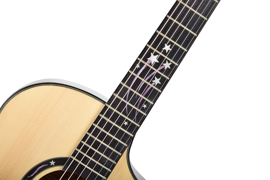 Hooqu القيثارات الرخيصة 6 سلاسل للبيع الصينية الملونة خشب التنوب الصلب المصنع مباشرة القيثارات الصوتية