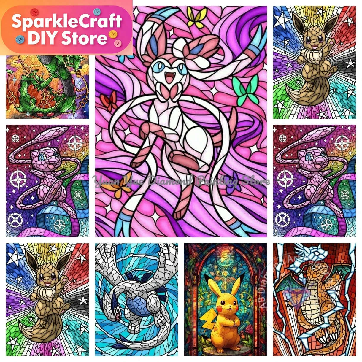 1 Stück rahmenloses Diamant-Gemälde Pokemon Pikachu Diamant-Malerei-Set 5D DIY Stickerei Kreuzstich Handgemachte Kunst Geschenk Handwerk Heimdekoration
