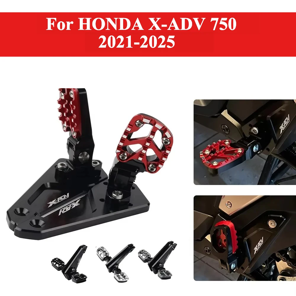 

2025 X-ADV Motorcycle CNC Rear Pedal Foot Stand Folding Footrests Passenger FootPegs For HONDA XADV 750 XADV750 2022 2023 2024