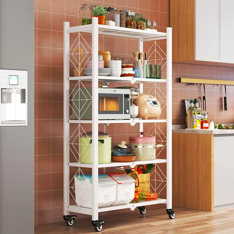 Multi-layer installation-free folding storage rack for kitchen racks