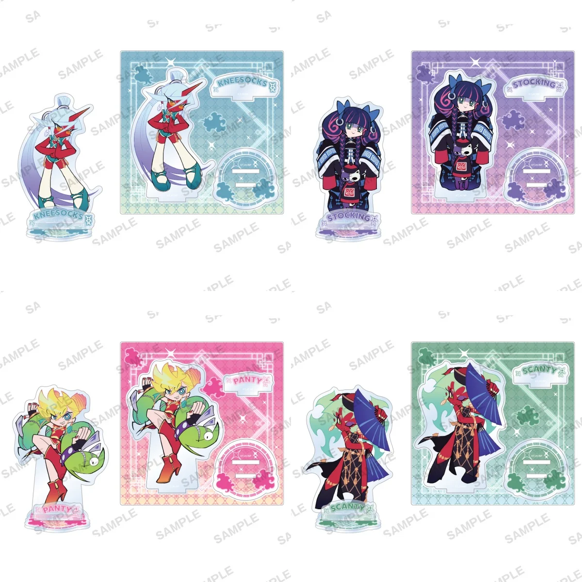 10CM Hot Anime Cute Panty & Stocking Acrylic Stand Model Keychain Cosplay Characters Ornament Accessories Goods Gifts