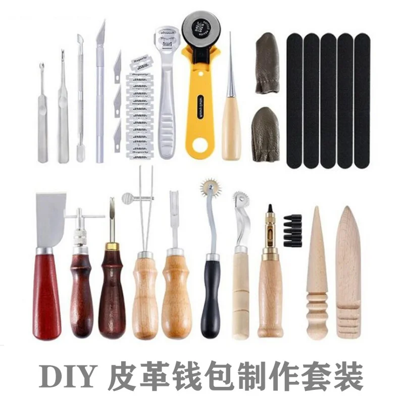 

DIY 24-Piece Handmade Hand Sewing Leather Tool Novice Advanced Set 03