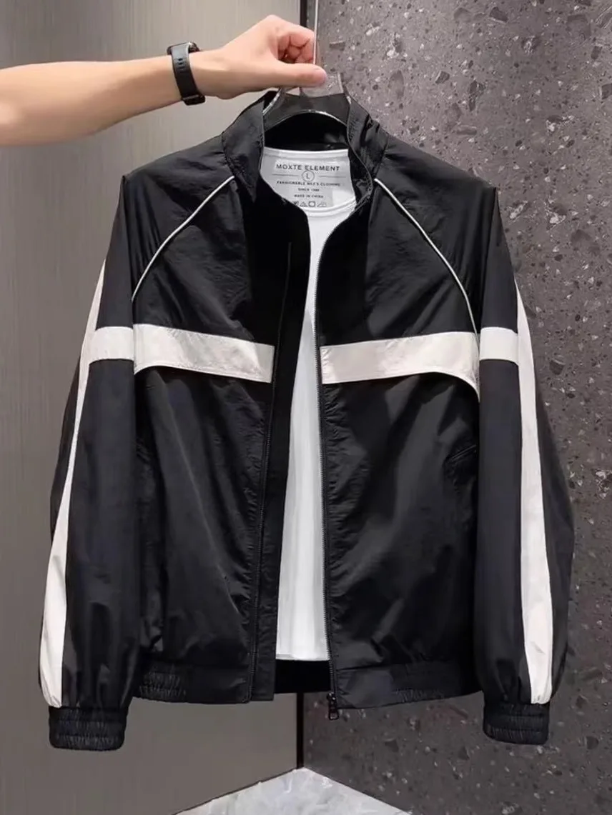 

Новая осенняя мужская куртка Haome Color Blo, повседневная модная свободная дышащая куртка из полиэстера с застежкой-молнией и длинными рукавами