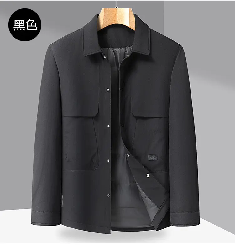 Lässige Herren Oversize Warme Einreihige Daunenjacke Winter Locker Sitzender Puffer-Mantel Winddichte Gepolsterte Oberbekleidung Parka – Detail 14