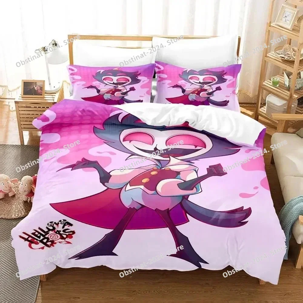 Anime Stolas Helluva Hazbin Hotels Boss Bedding Set Print single Comforter Duvet Cover Pillow Case 3 Pieces Sets Kids Adult Size