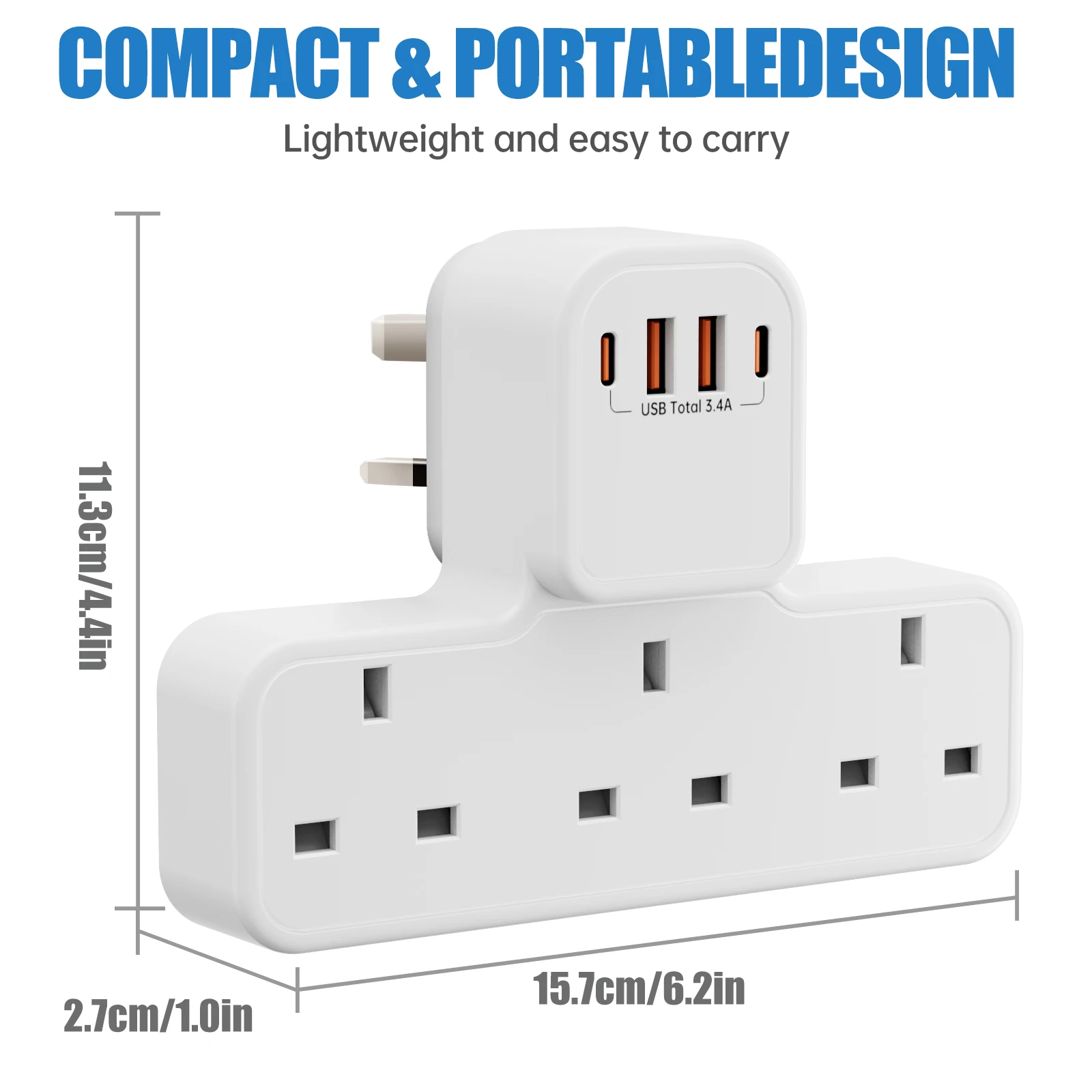 3250 واط المملكة المتحدة التيار المتناوب التوصيل قطاع الطاقة الكهربائية الحائط منفذ مرشح شبكة Multitap مع 2 Usb-A 2 Usb-C محول شحن