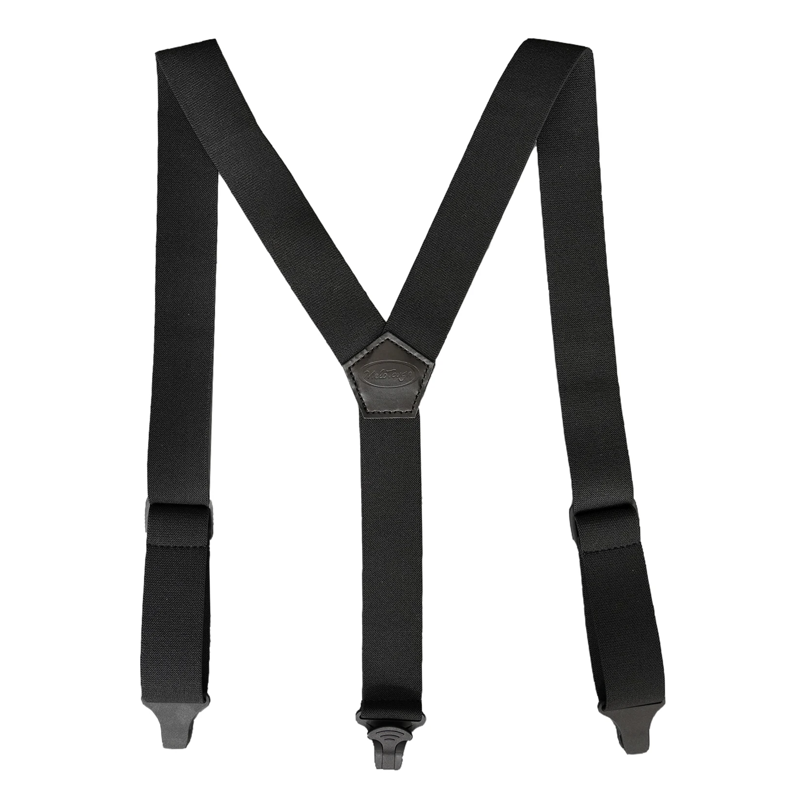 MELOTOUGH Airport Friendly Suspenders,NO buzz Plastic Clip 1.5 inch Fully Elastic Braces with Leather Patch