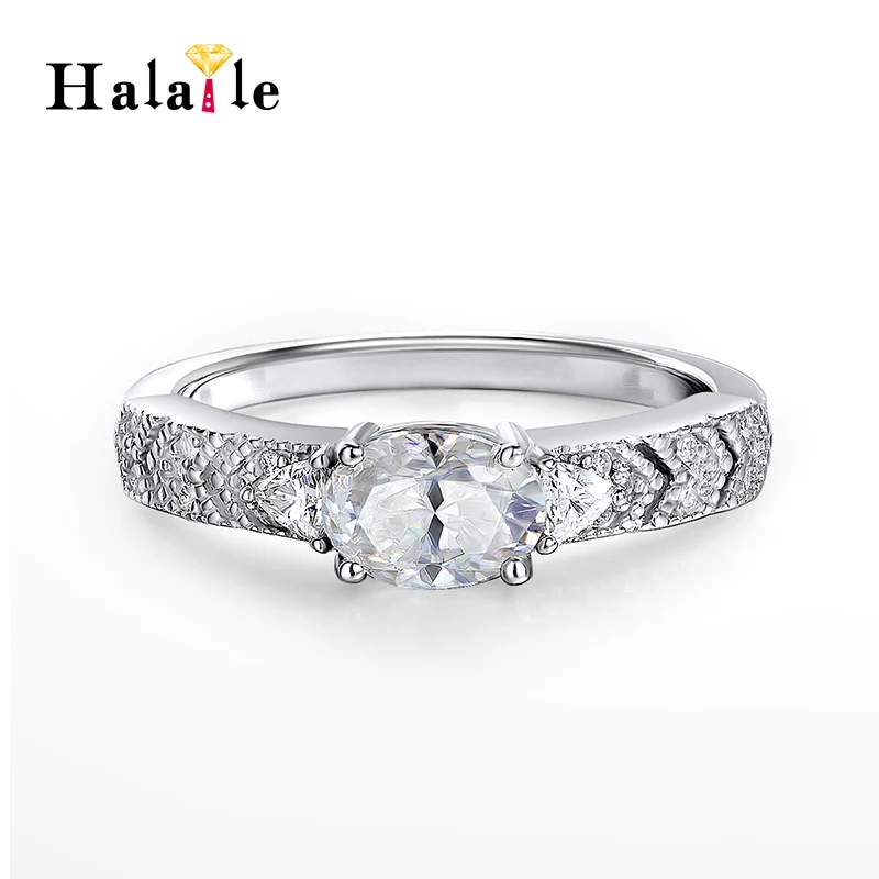 Halaile D Color Oval Cut Moissanite S925 Sterling Silver Ring with GRA Luxury Fine Jewelry Women Men Trendy Bridal Wedding Gift