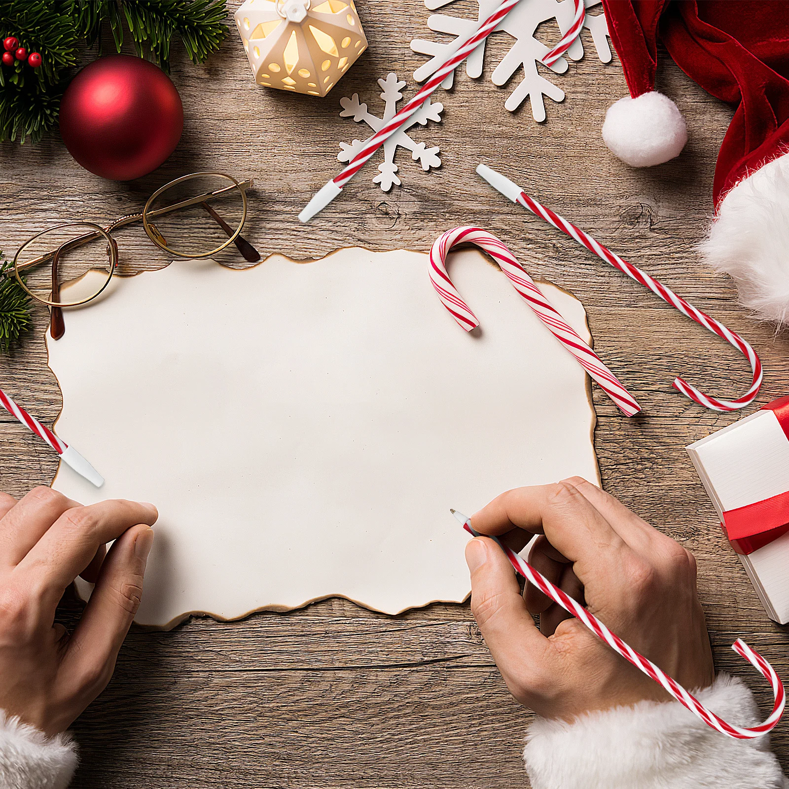 

12 шт., рождественская ручка для письма, красные чернила, шариковая ручка из полимерной глины для студентов, учителей, домашнего офиса, специальное украшение для подарка