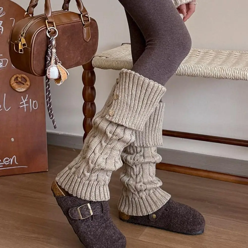 Cute Harajuku Children's Leg Warmers Japanese Style Sweet Knitted Foot Cover Kawaii Solid Color Lolita Knitted Socks Winter