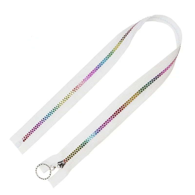 5# Gradient Color Resin Teeth Zippers Colorful Square Open-end Auto Lock Zippers Garment Accessories DIY Apparel Sewing