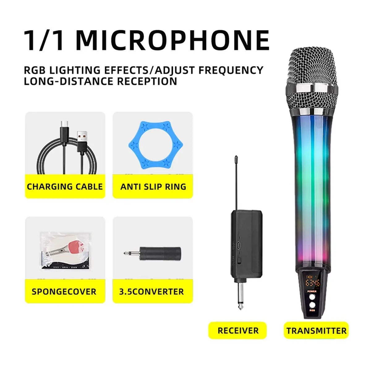 618 Mega Sale RGB 2.4G Wireless Microphone Live Broadcast Sound Card Outdoor Audio Singing Audio Audio Streaming Media Player B