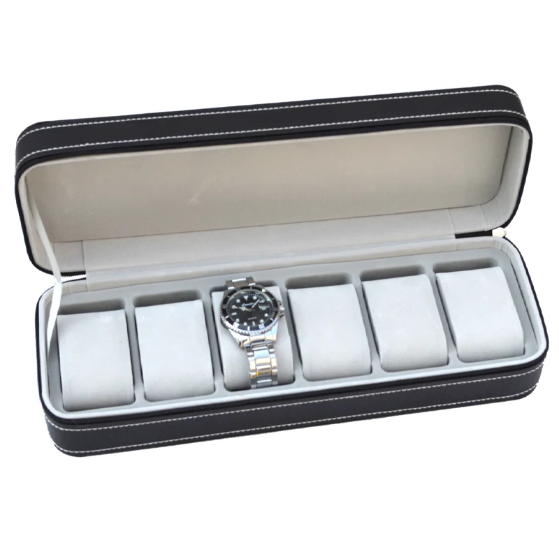 6,10,12 Slot Watch Box Portable Travel Zipper PU Leather Storage Case Watch Display Box for Business Trips and Gifts