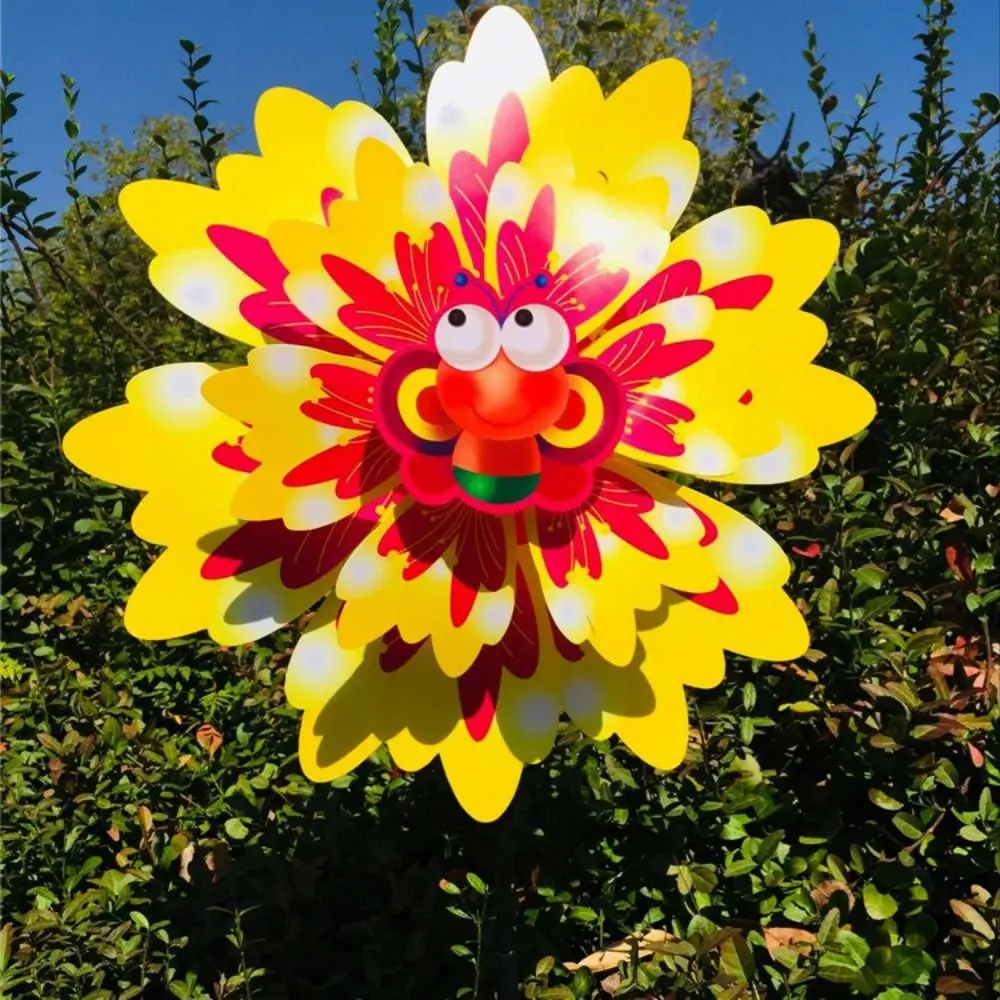 Multistyles Cartoon-Blütenblatt-Windmühle, buntes PVC, stehend, Rasen, Blume, Durchmesser 38 cm, Ahornblätter, Libellen, Bienen