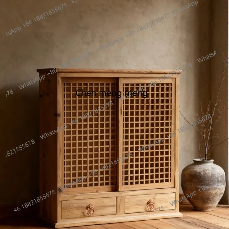 Chinese solid wood bogu frame log color tea cabinet living room tea room display cabinet set tea cup
