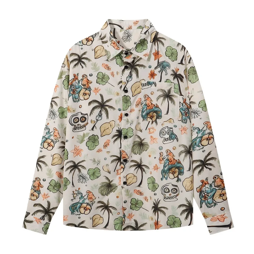 

Kawaii свободные гавайские рубашки с графическим рисунком в стиле гранж с длинными рукавами, готическая мужская и женская блузка, уличная одежда, топы на пуговицах Aloha, зима-весна