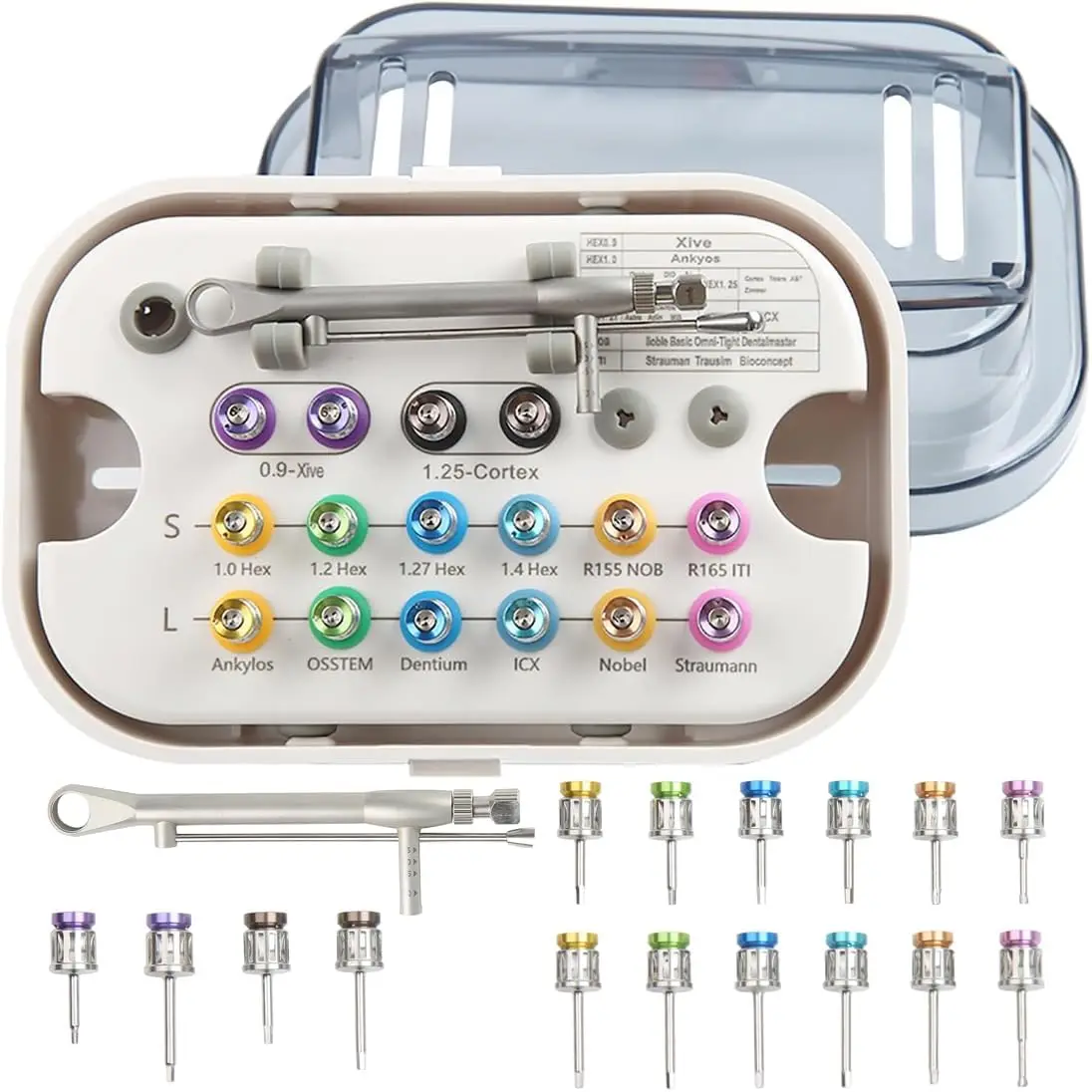 

Dental Implant Torque Wrench Universal Kit Adjustable Torque Value of 10-70Ncm Ratchet Drivers Implant Repair Tools