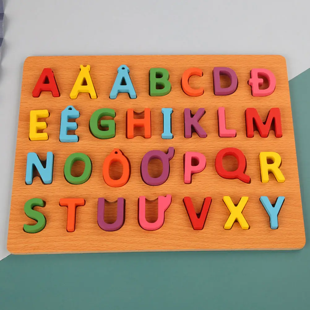 

Creative Alphabet Blocks Puzzle Funny Word Letter Recognition Educational Plaything for Kids Boys Girls Vietnam Alphabet Early