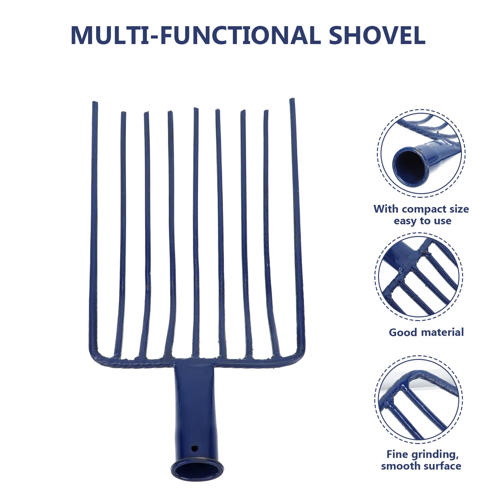 1Pcs Nine Tooth Steel Rake No Handle Compact Garden Tool for Coal Shoveling Stone Spreading Gravel Mulch Soil Raking Fireplace
