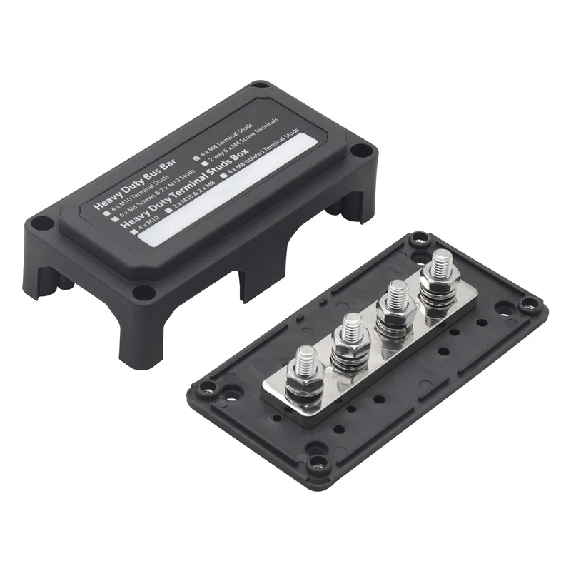 2PCS 300A Bus Bar Heavy Duty Power Distribution Block Busbar Box With 4XM8 (5/16Inch) Terminal Studs For Car RV Boat