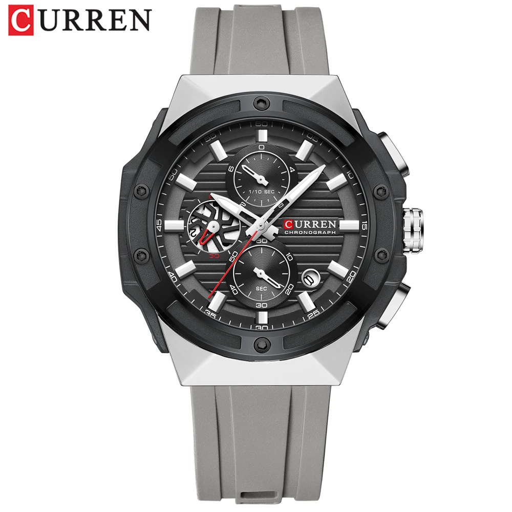 CURREN Brand New Design Men\'s Watches Silicone Band Military Quartz Wristwatches Fashion Waterproof Clock Relogio Masculino