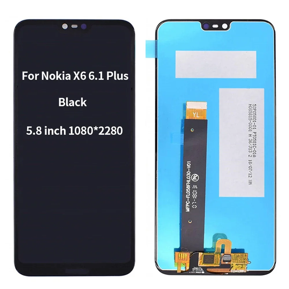 5.8 inches For Nokia 6.1 Plus Display Touch Screen Digitizer Replacement Module For For Nokia X6 LCD With Frame