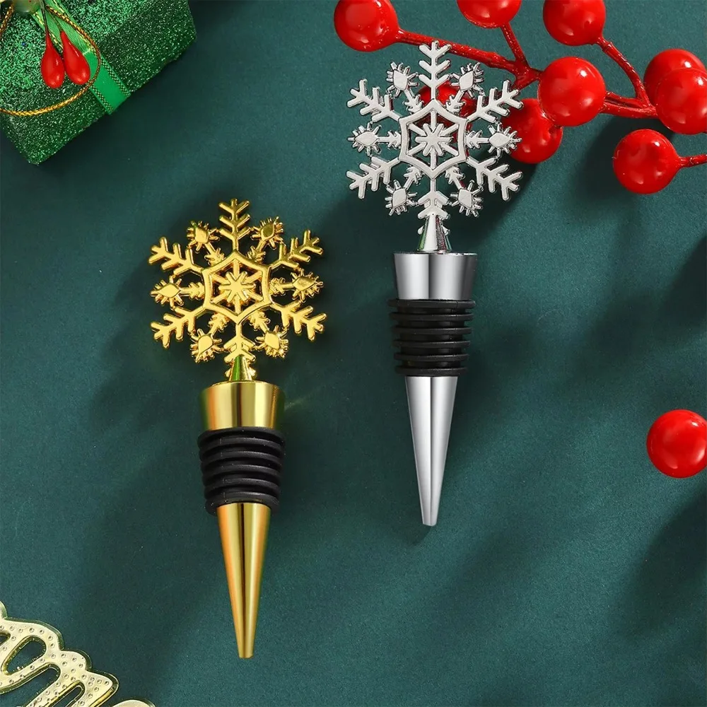 Deer Snowflake Tree Shape Christmas Wine Stopper Sealed Zinc Alloy Wine Preserver Cap Gold/Silver Decorative Wine Bottle Sealer